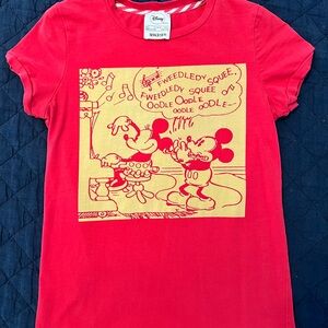 Disney Red Tee with Mickey and Minnie Graphic size M ptp 17